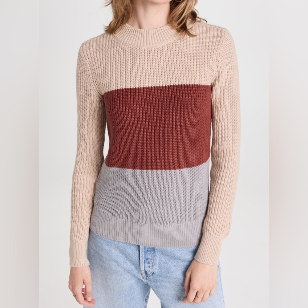 Faherty Women's Colorblock Sweater - Beige, Red, and Gray